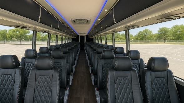 Interior of Charter Bus Company Bloomington's 50 Passenger Charter Bus in Bloomington