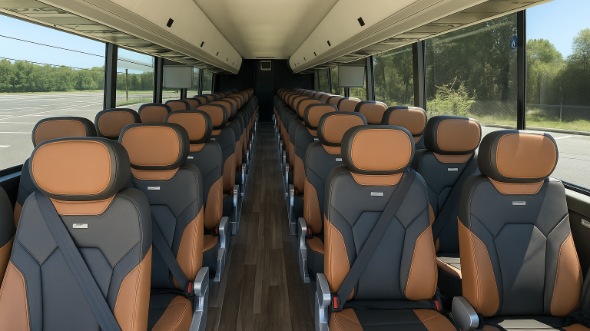 Interior of Charter Bus Company Bloomington's 54 Passenger Charter Bus in Bloomington