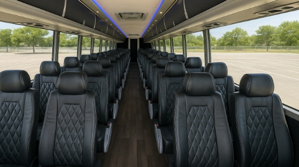 Interior of Charter Bus Company Bloomington's 55 Passenger Charter Bus in Bloomington