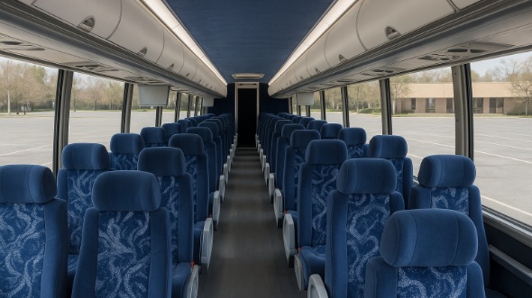 Interior of Charter Bus Company Bloomington's 56 Passenger Charter Bus in Bloomington