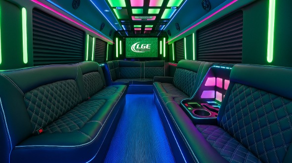 Interior of Charter Bus Company Bloomington's Party Bus in Bloomington