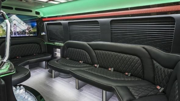 Interior of Charter Bus Company Bloomington's Sprinter Limo in Bloomington